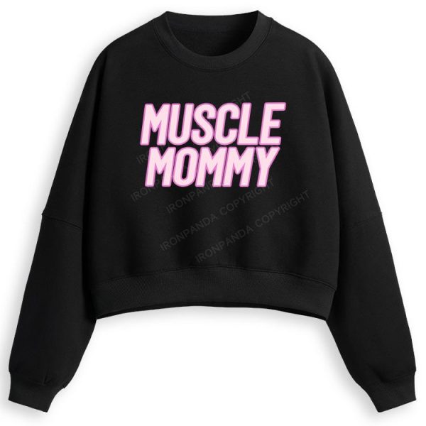 MUSCLE MOM Fleece Crop Sweatshirt