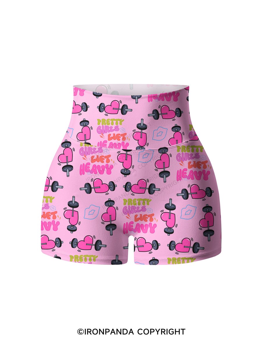 pretty girls lift heavy Printed Yoga Shorts