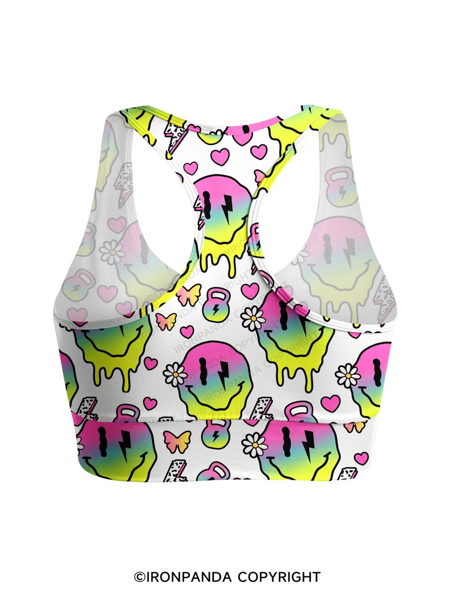 Melty Kettlebell Smile Racerback Sports Bra