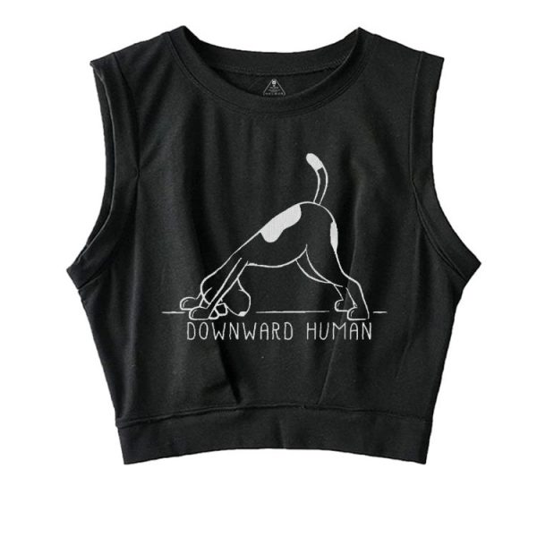 Downward Human Cute Dog SLEEVELESS CROP TOPS