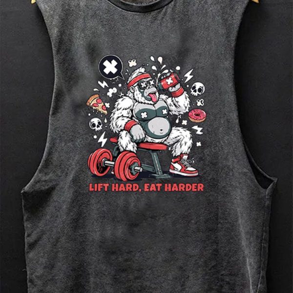 LIFT HARD EAT HARDER Scoop Bottom Cotton Tank