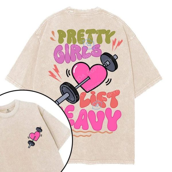PRETTY GIRLS LIFT HEAVY printed Gym Shirt
