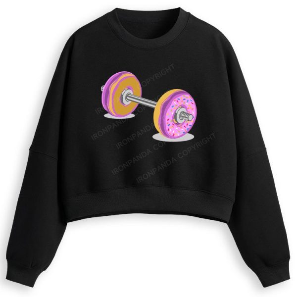 DONUT BARBELL Fleece Crop Sweatshirt