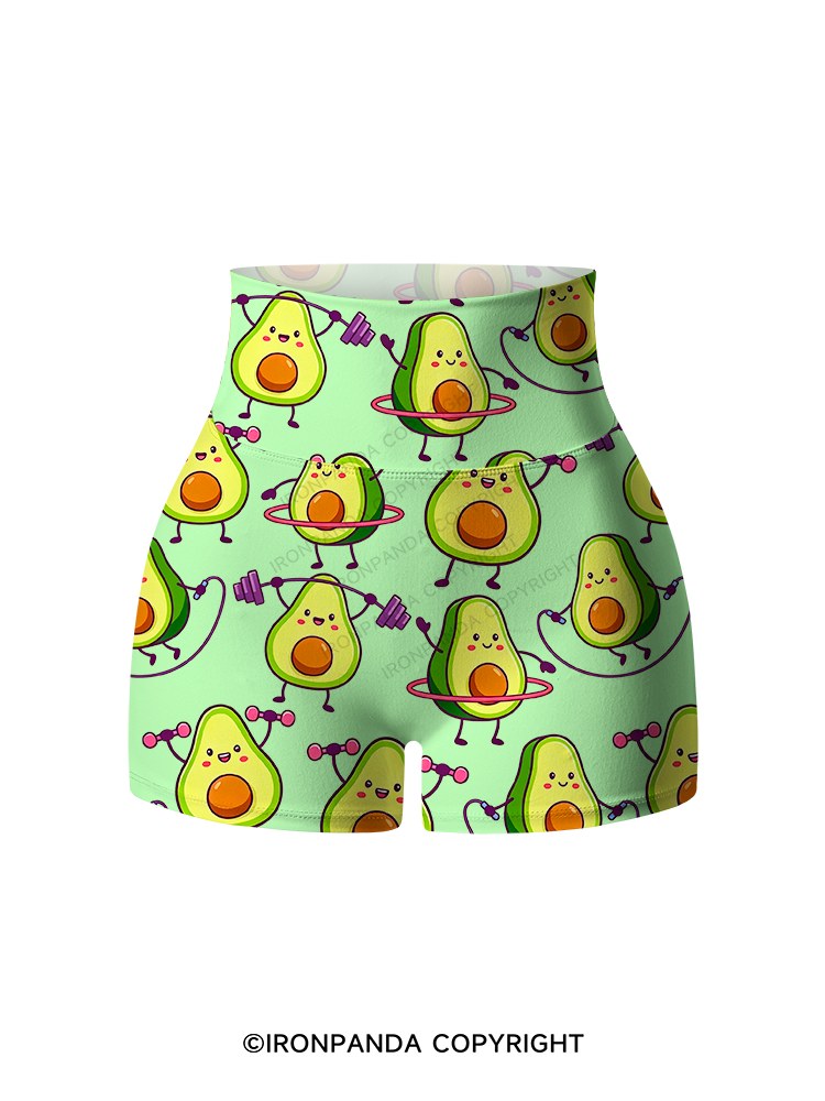 AVOCADO FITNESS PARTY Printed Yoga Shorts
