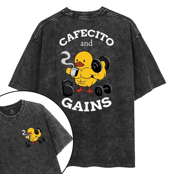 CAFECITO AND GAINS printed Gym Shirt