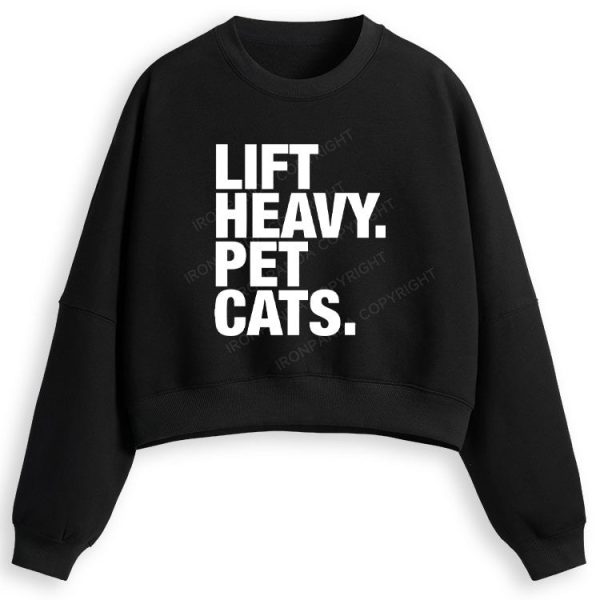 LIFT HEAVY PET CATS Fleece Crop Sweatshirt