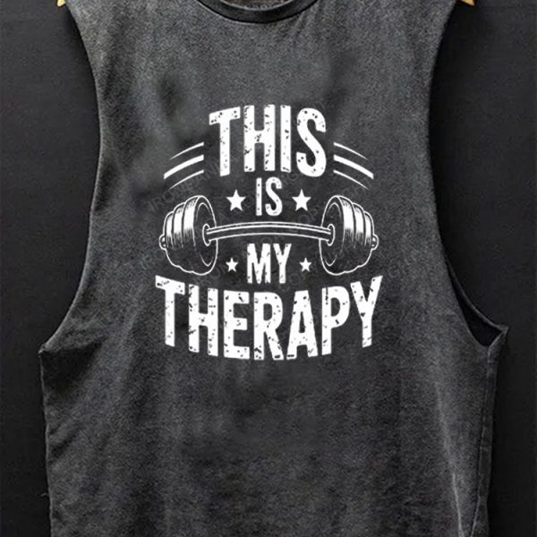 This Is My Therapy Motivational Scoop Bottom Cotton Tank