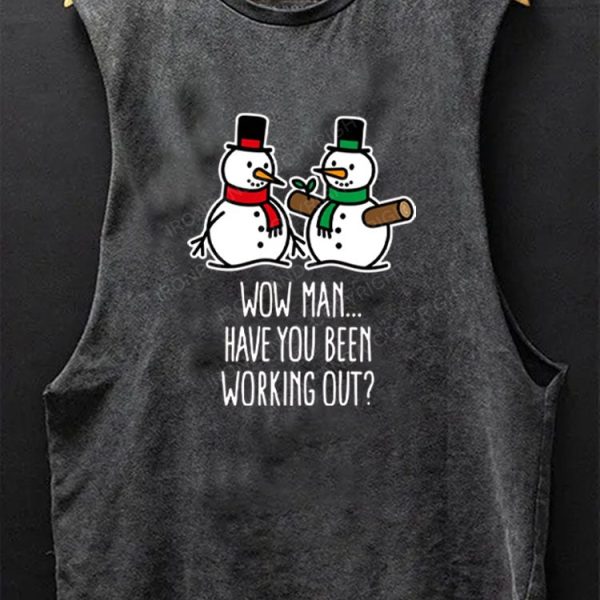 WOW MAN… HAVE YOU BEEN WORKING OUT Scoop Bottom Cotton Tank