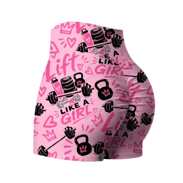Lift Like a Girl Printed Yoga Shorts