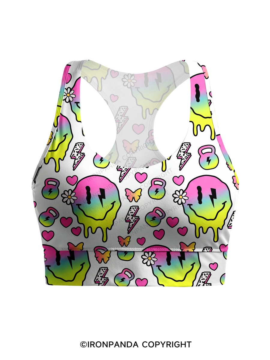 Melty Kettlebell Smile Racerback Sports Bra