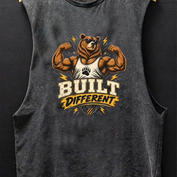 Built Different Bear Scoop Bottom Cotton Tank