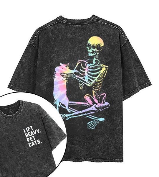 LIFT HEAVY. PET CATS  printed Gym Shirt