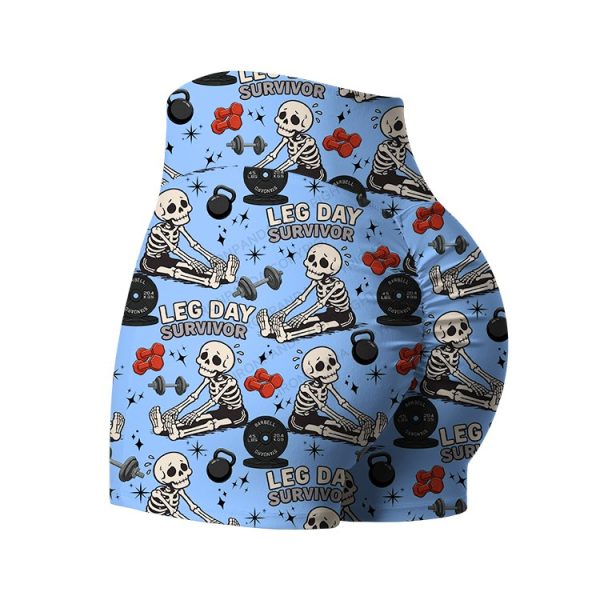Leg Day Survivor Printed Yoga Shorts