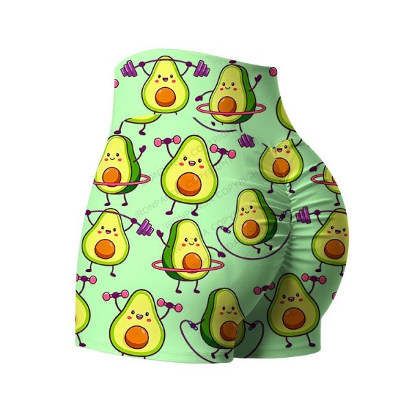 AVOCADO FITNESS PARTY Printed Yoga Shorts