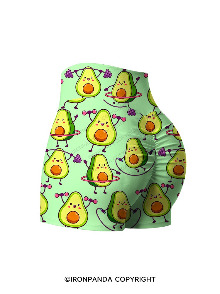 AVOCADO FITNESS PARTY Printed Yoga Shorts