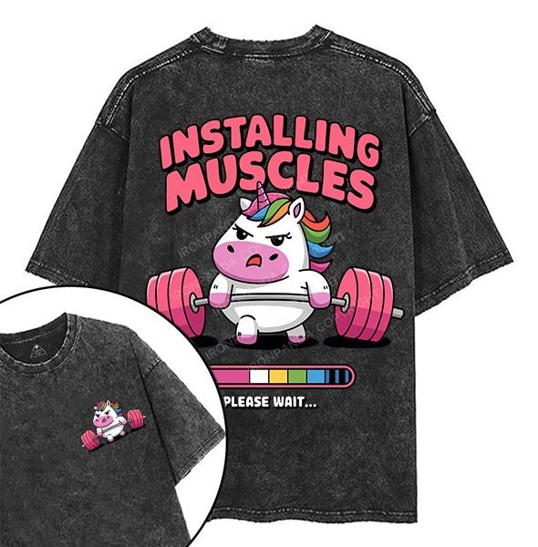 INSTALLING MUSCLES printed Gym Shirt