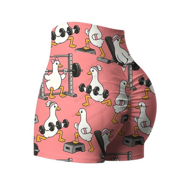 Full Duck Power, Burning Calories Printed Yoga Shorts