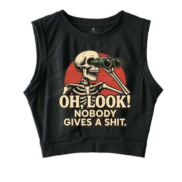 OH, LOOK! NOBODY GIVES A SHIT SLEEVELESS CROP TOPS
