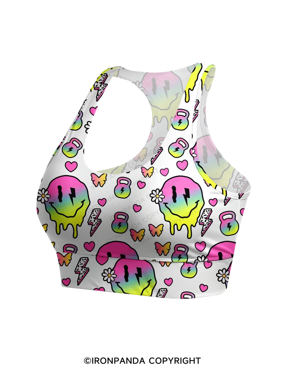 Melty Kettlebell Smile Racerback Sports Bra